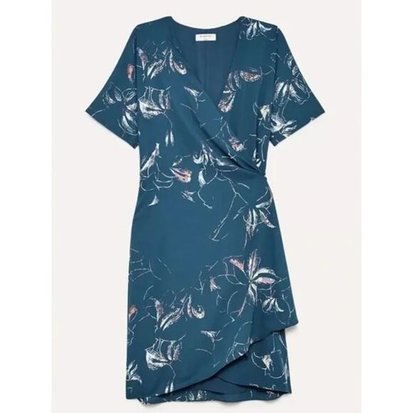 Aritzia Babaton Wallace Blue Floral Wrap Dress Size M - Picture 1 of 5